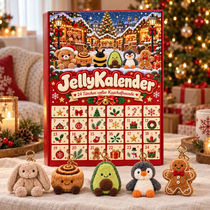 JellyKalender Plüsch-Adventskalender mit 24 Türchen und Plüsch-Anhängern