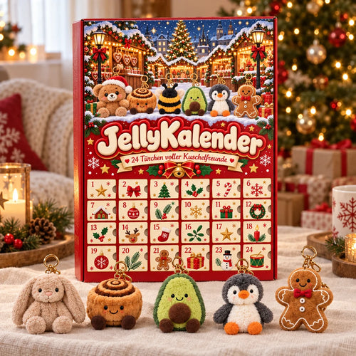 JellyKalender Plüsch-Adventskalender mit 24 Türchen und Plüsch-Anhängern